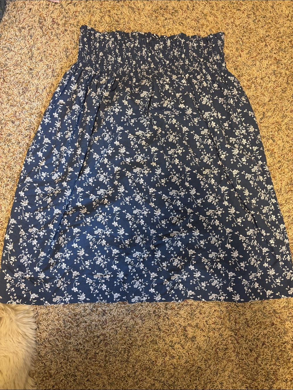 Universal Thread Navy Blue Floral Smocked Midi Skirt